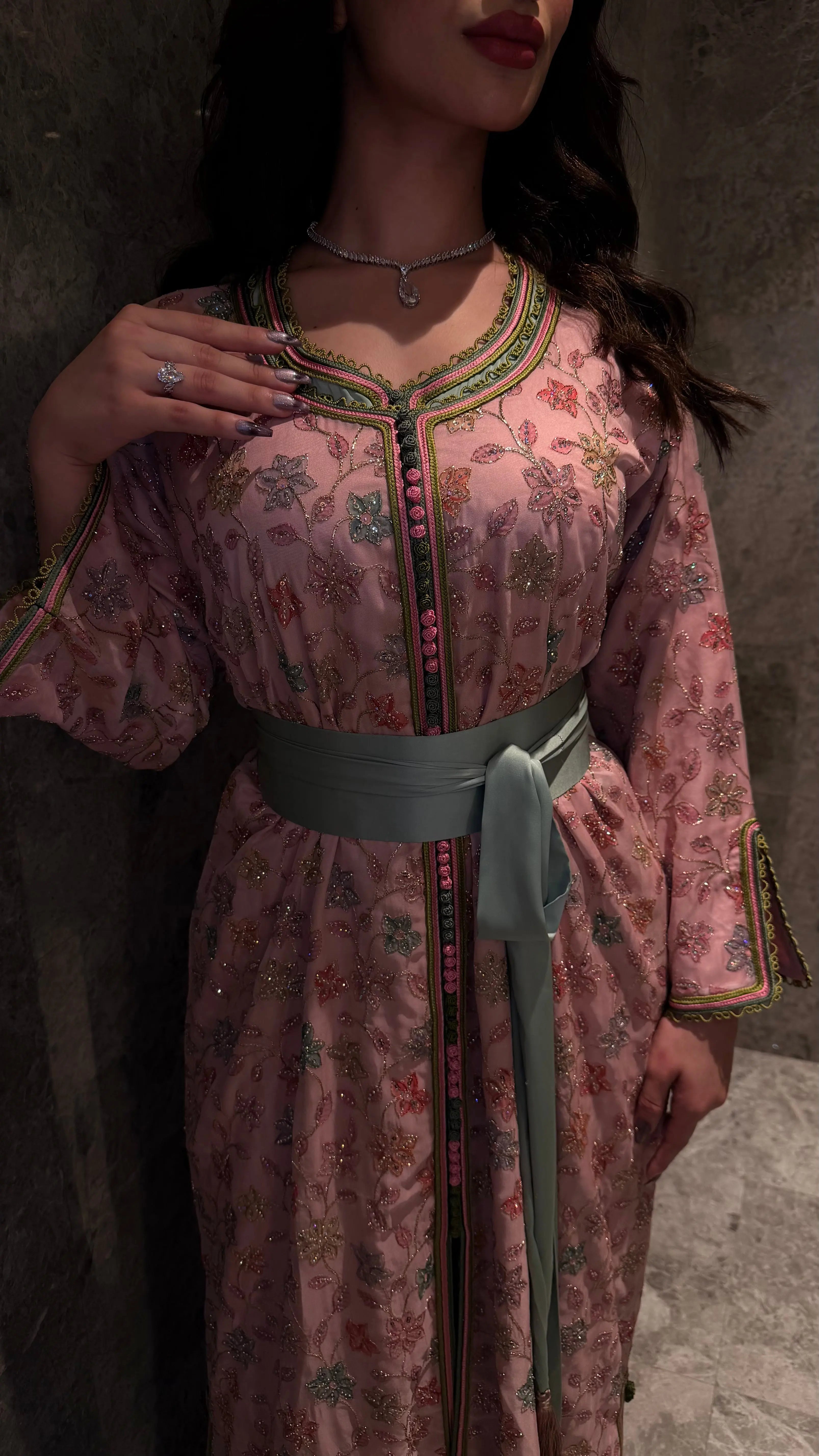 Vintage Blossom Belted Kaftan