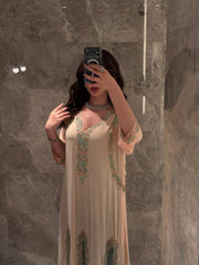 Champagne Oasis Embroidered Jalabiya