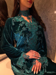 Emerald Nocturne Velvet Kurta