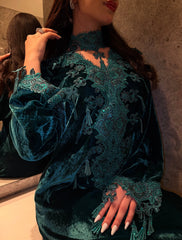 Emerald Nocturne Velvet Kurta