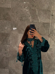 Emerald Nocturne Velvet Kurta