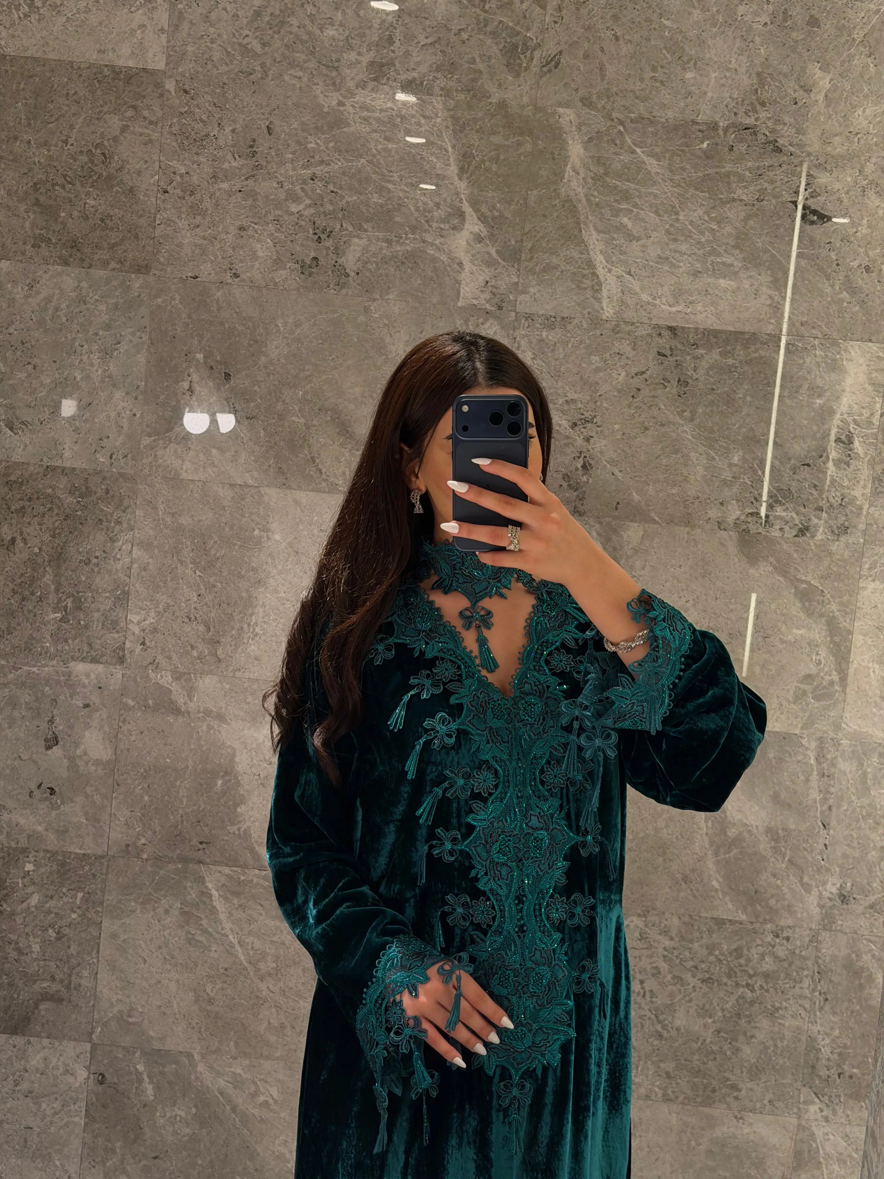 Emerald Nocturne Velvet Kurta