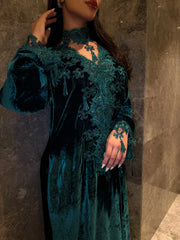 Emerald Nocturne Velvet Kurta