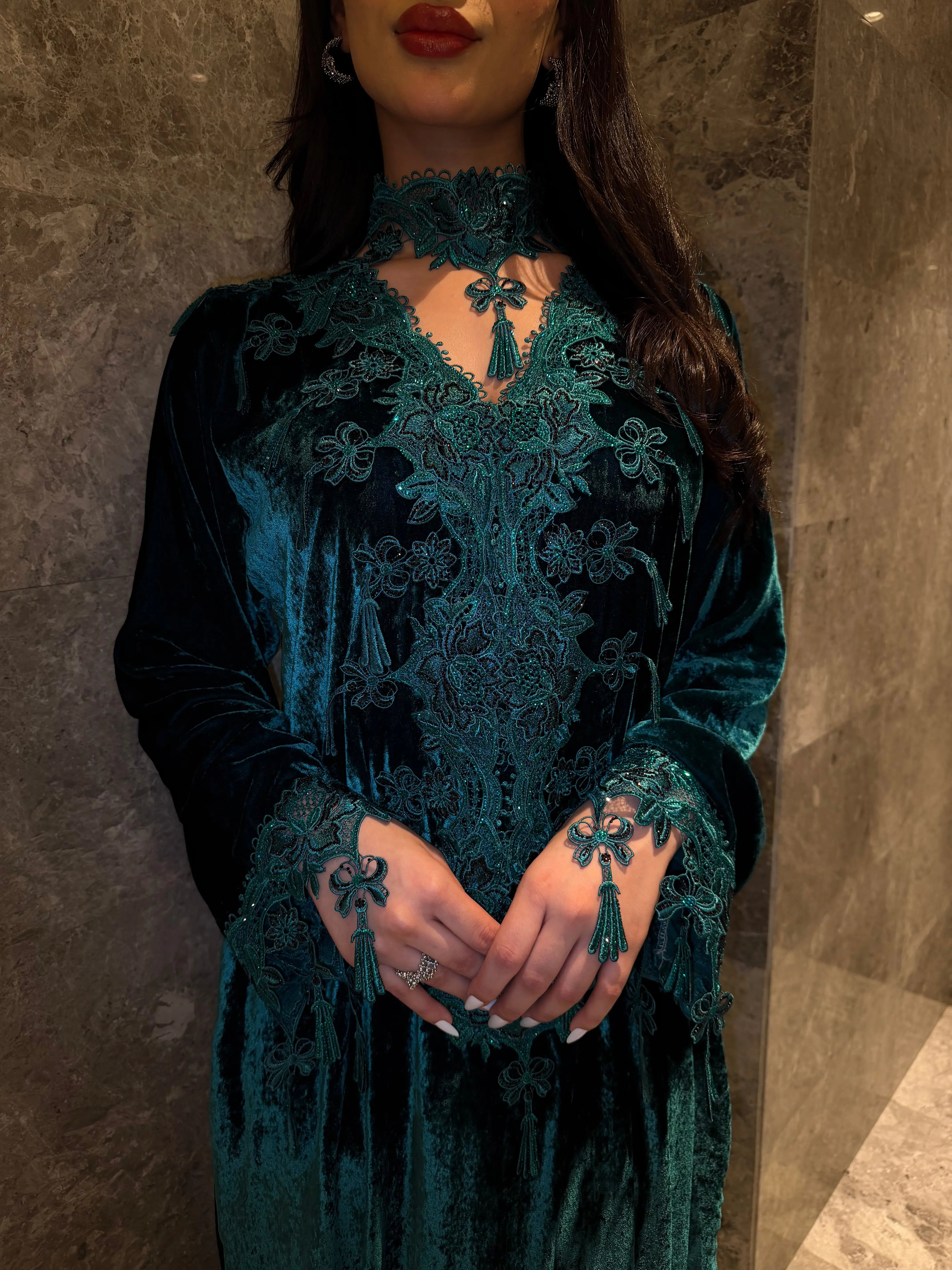 Emerald Nocturne Velvet Kurta