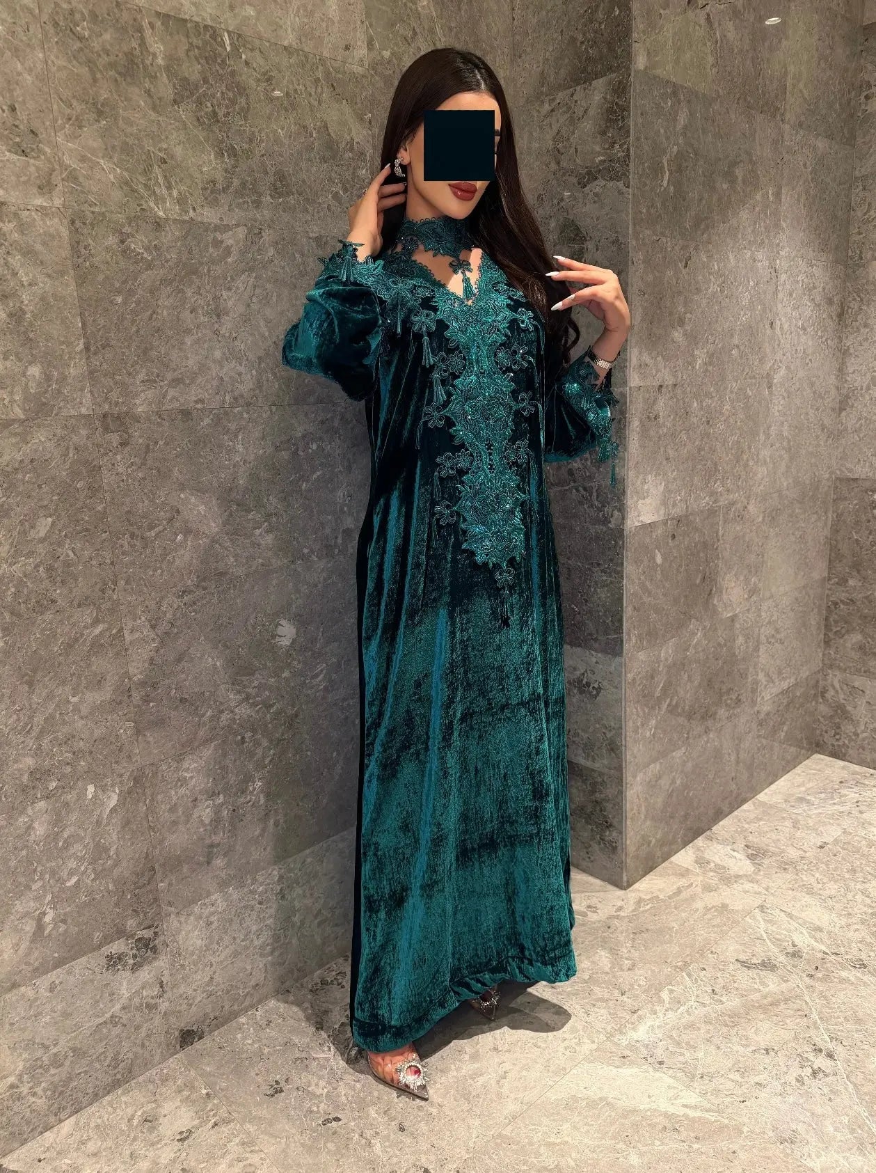 Emerald Nocturne Velvet Kurta