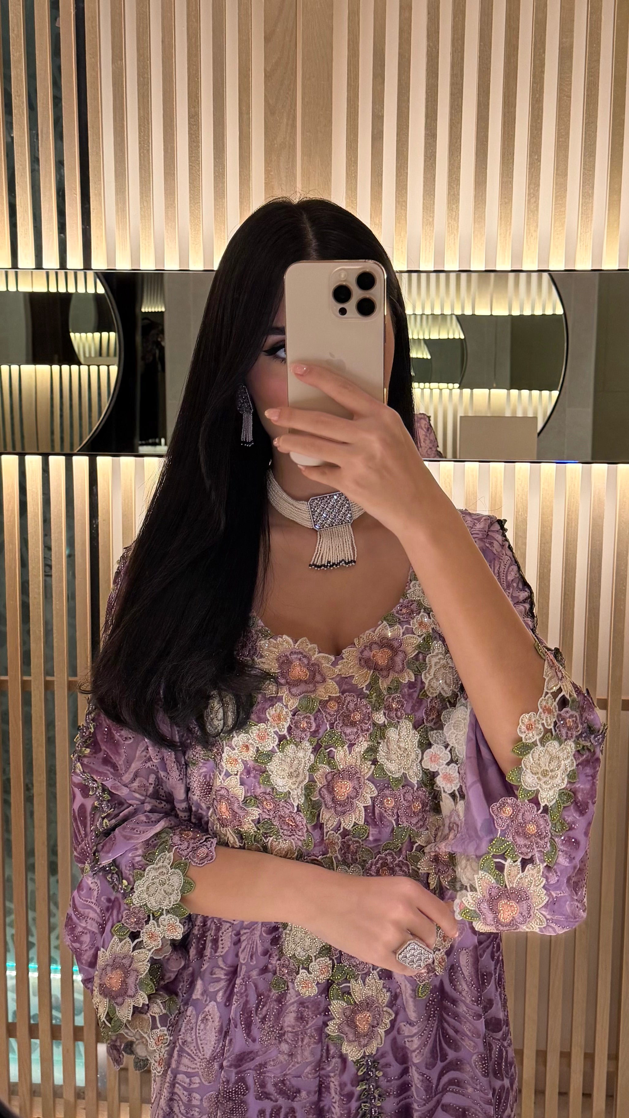 Lavender Floral Embellished Jalabiya