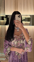 Lavender Floral Embellished Jalabiya