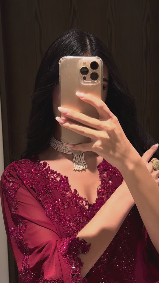 Burgundy Bloom Jalabaiya