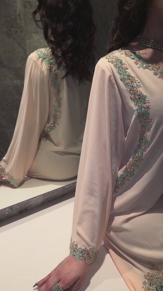 Champagne Oasis Embroidered Jalabiya