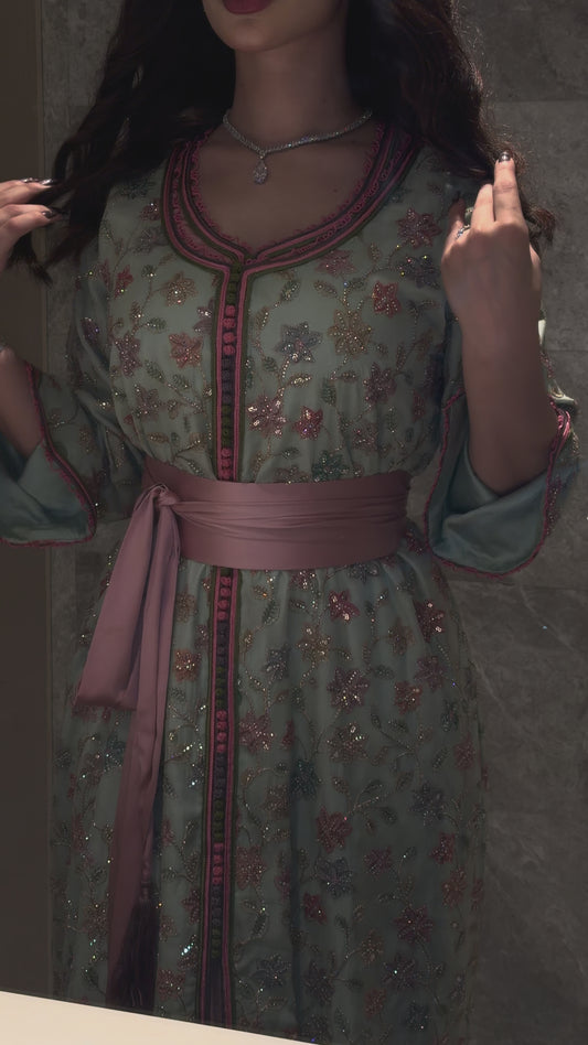 Rosé Vine Embellished Kaftan