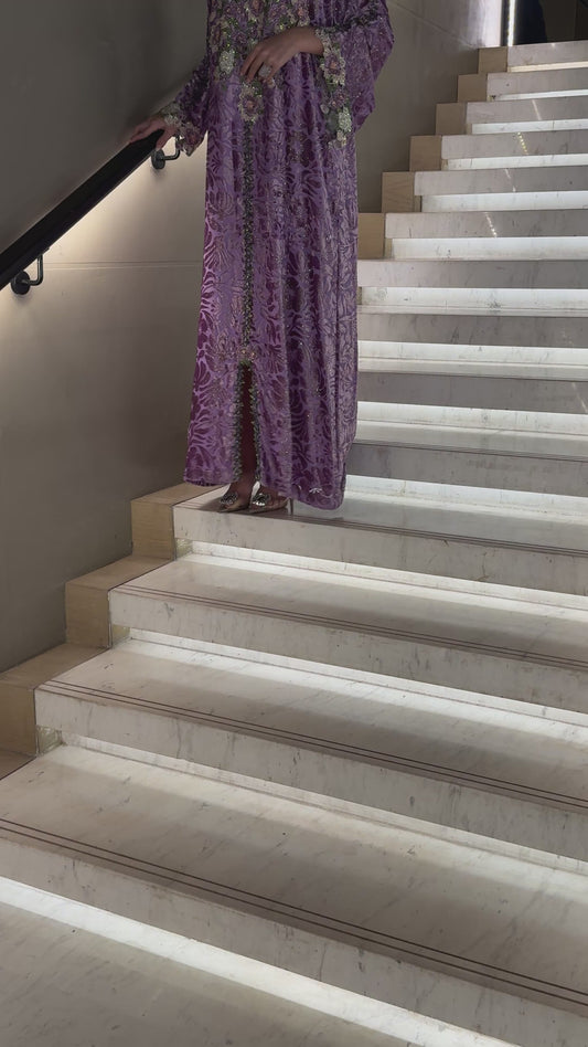 Lavender Floral Embellished Jalabiya
